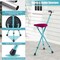 Goplus Adjustable Folding Cane Seat Aluminum Alloy Crutch Chair with Light Blue/Coffee/Black